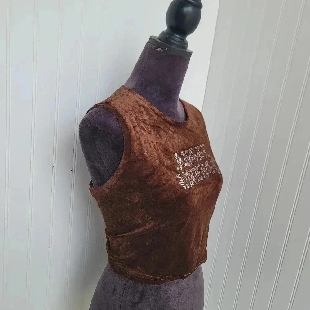 Btch & Stone Angel Energy Shirt Adult Brown Velvet Studded Graphic Women’s XL - Picture 6 of 7